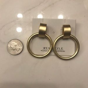 Matt Light Gold Tone Drop Earrings